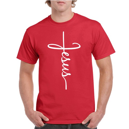 JESUS Cross Mens T-Shirt Christian Religious Faith Disciple Church Shirts - Picture 3 of 15