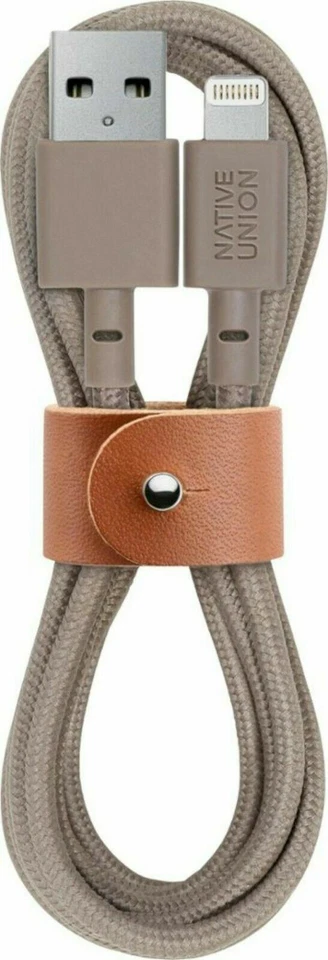 NEW Native Union Belt Cable 4' 8-Pin USB Charging Cable TAUPE leather for iPhone - Image 3 of 4