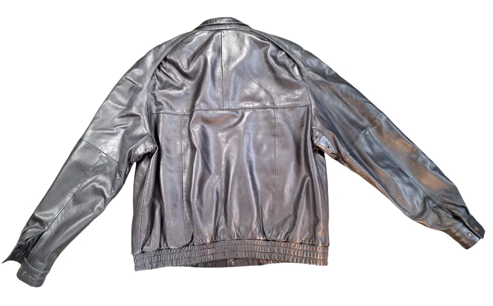 Doral 5th Ave 100% Leather Bomber Jacket Black Mens Size 46 (XL) from Turkey - Image 3 of 4