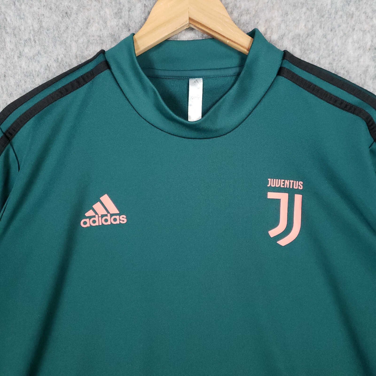 Juventus Shirt Mens Large Green Spell Out Logo Adidas Climacool Gym