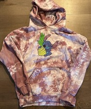 Disney x Love Your Melon Stitch Tie Dye Pink White Hoodie Size Medium USA Made