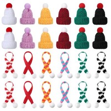 Mini Christmas Hats Scarfs 24PCS Knitting Doll Set Santa Snowman DIY Craft Decor