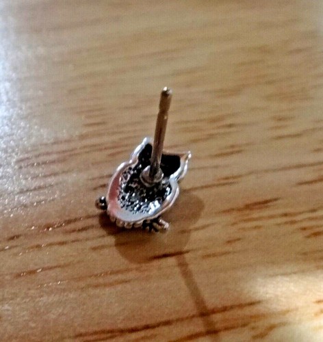 UNICO Orecchino Borchia Gufo Argento Sterling 9x7 mm 3D - Foto 4 di 4