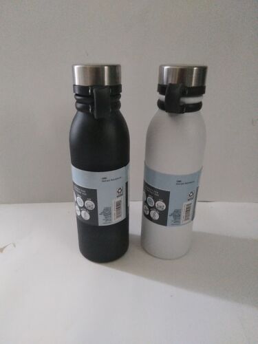 LOT of 2~Stainless Steel Vacuum Insulated Water Bottle 20 oz. Black&White ~NEW! - Picture 2 of 2