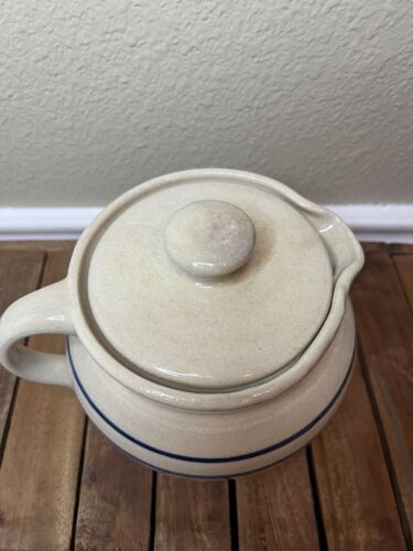 Marshall Pottery Pitcher W/lid Blue Stripe Master Potter Tommy Humphries Signed - Picture 2 of 9