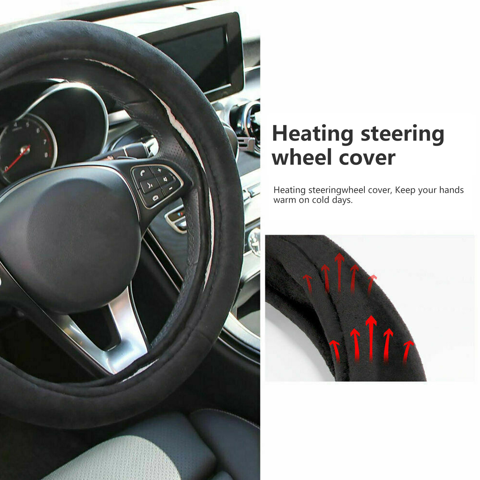 Car Heated Steering Wheel Cover Protector Drive In Warm