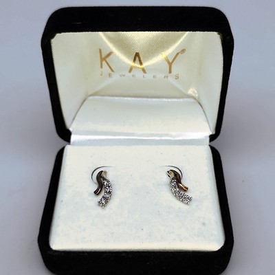 Kay Jewelers echte Diamant Ohrringe 10k Gold 925 Silber Ohrstecker bicolor  