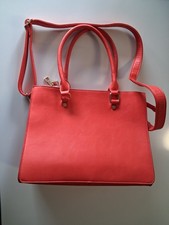 Women's Red Satchel Top Handle Bag Zip Detachable Adjustable Strap Pockets Studs