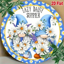 Lazy Daisy Summer And Welcome Wreath Tin Metal Signs Home D cor 8x8