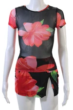 Superdown Womens Floral Side Slit Detail Top & Mini Skirt Set Black Size XS