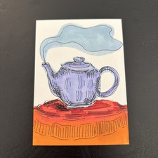 ACEO tea pot, mixed media Signed by artist 2.5x3.5