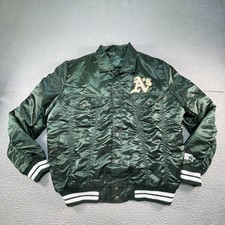 Levis Starter Oakland Athletics Jacket Mens XL Green MLB Baseball Satin Bomber