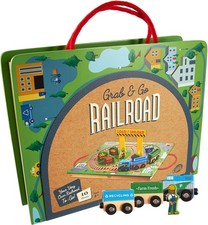Grab  Go Wooden Railroad - Kids Magnetic Train Toy Playset - 11 Pcs