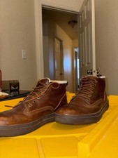 Mens Brown Leather Chukka Ankle Boots Faux Fu...