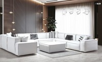 Ecksofa U-Form Weiß Wohnlandschaft Couch Polster Eckgarnitur Eckgarnitur Sofa