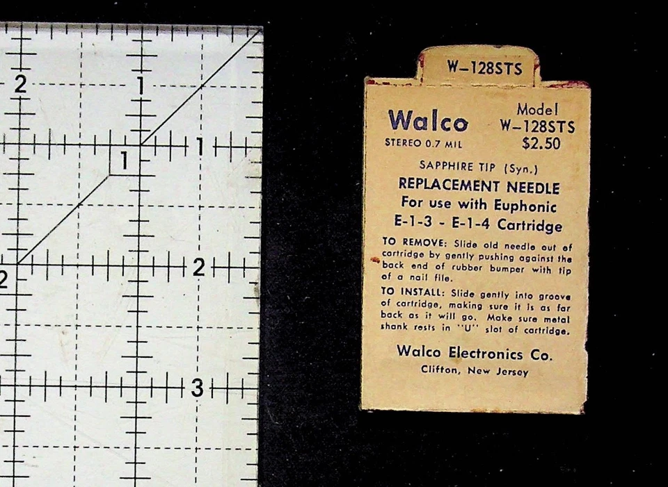 Cartucho Eufónico Aguja de Repuesto Walco W-128STS Zafiro Nuevo de Lote Antiguo Foto 4 de 4