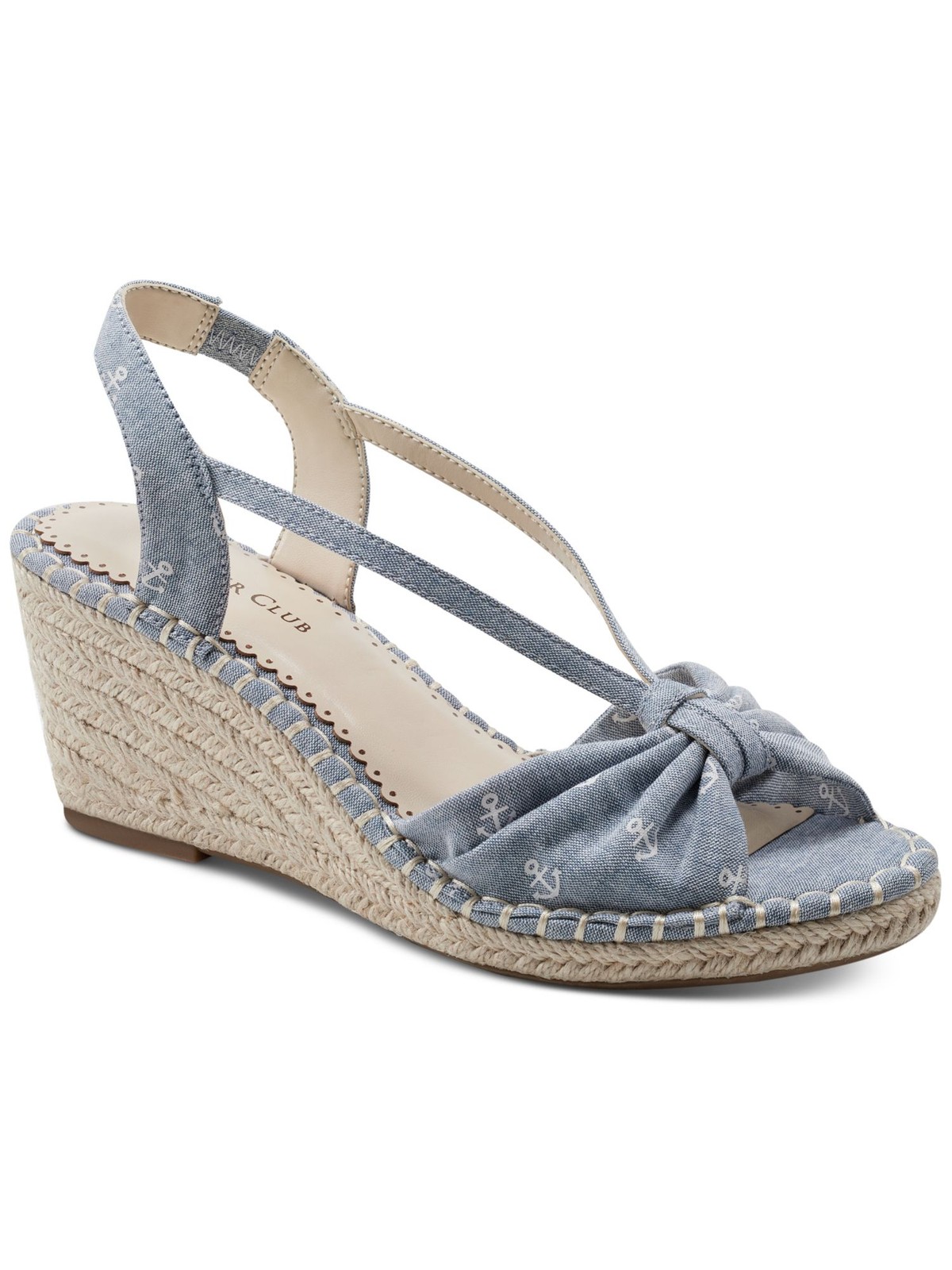 CHARTER CLUB Womens Light Blue Thread Slingback Kika Wedge Slip On Shoes 9 M