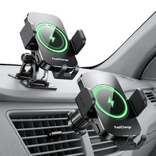 Wireless Car Charger, 15W Fast Charging Auto-Clamping Phone Holder Phone Moun...