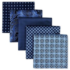 5 Pieces Assorted Mens Silk Pocket Square Handkerchiefs Set Lot