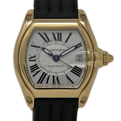 Cartier Roadster 18K Yellow Gold Automatic W62005V2 Silver Can...
