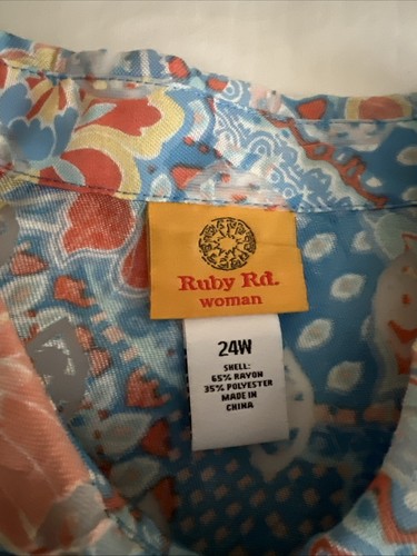 Ruby Rd Women's 24W Blue Colorful Semi Sheer Button Jacket W/Pockets NWOT - Picture 7 of 10