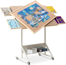 1500 Piece Tilting Puzzle Table with 4 Drawers  Protective Cover
