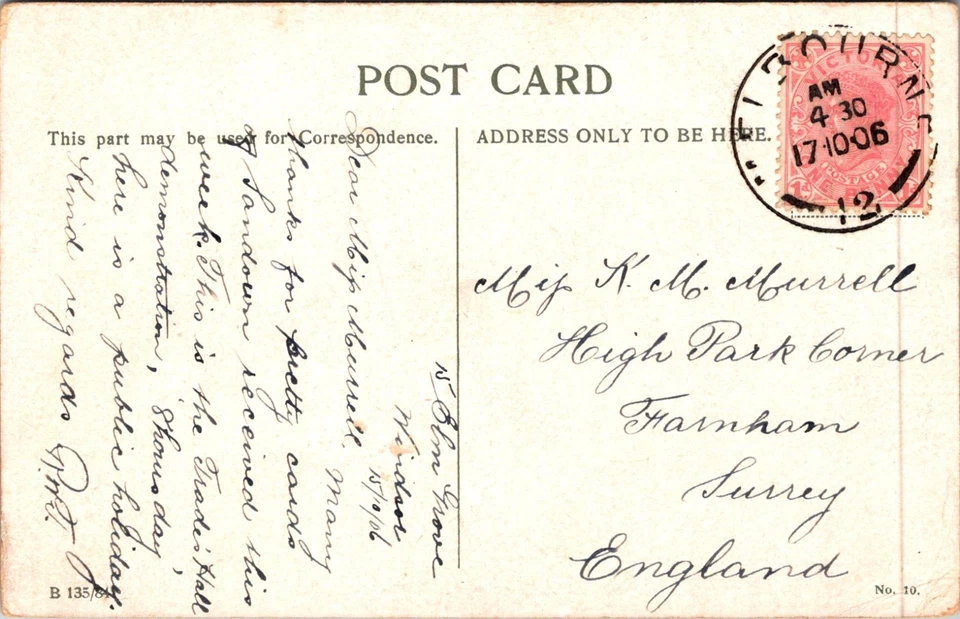 AUSTRALIA 1906 PICT POSTCARD BOURKE STR MELBOURNE ADDR LONDON POSTMARK MELBOURNE - Image 2 of 2
