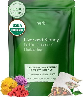 Organic Dandelion Root Liver Detox Tea with Wolfberry for Kidney Cleanse