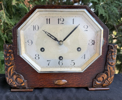 Antique C 1930 Hamburg Quarter Hour Westminster Chime Mantle Clock - SEE VIDEO
