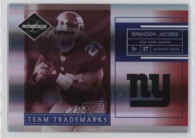 2007 Leaf Limited Team Trademarks Holofoil 23/25 Brandon Jacobs #TT-4 16q7