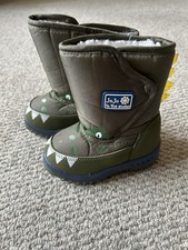 New With Tags Jojo Maman Bebe Cute Dinosaur Snow Boots -Khaki Size 5 EU 22