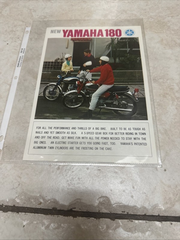 Genuine 1967 1968 1969 YAMAHA  180 YSC-1 Twin Cylinder Motorcycle Brochure OEM