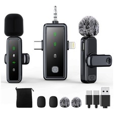 Wireless Mini Microphone for iPhone Android,Mini Mic for Video Recording,Plug...