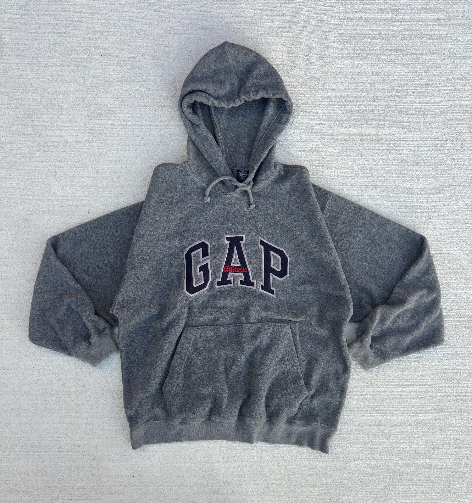 90s Vintage GAP Embroidered Athletic Gray Fleece Pullover Hoodie