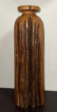 Vtg Wood Bud Vase Sculpture Carving 14.25” Tall X 5” Perfect For A Dry Flower