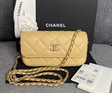 CHANEL CC Quilted flap lambskin WOC phone holder on chain