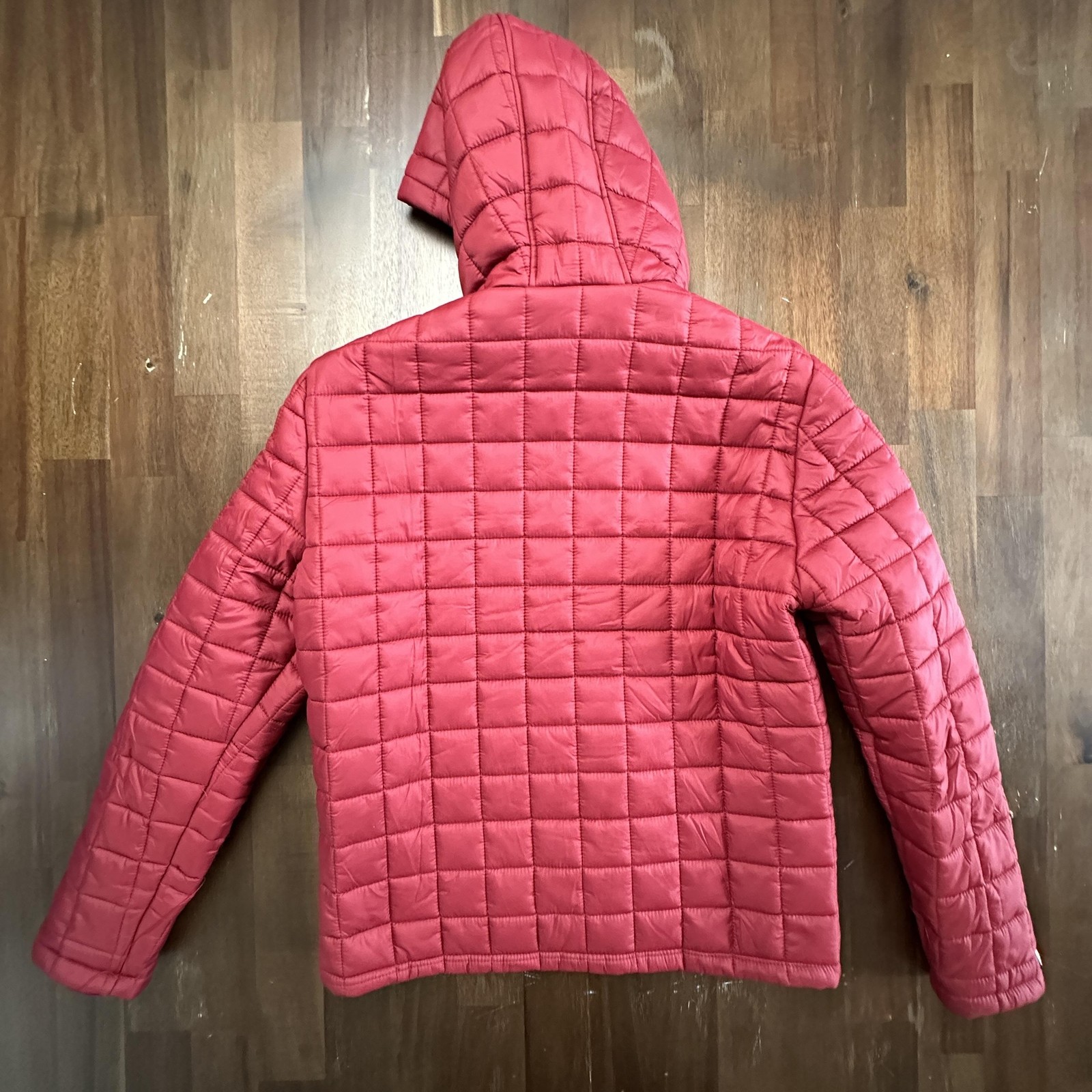 Superdry Jacket Mens Large Red Fuji Hooded Quilted Puffer Full Zip Insulated