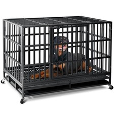 48 inch Heavy Duty Indestructible Dog Crate,2025 New Upgraded Reinforced Base...