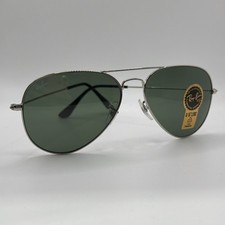 Ray-Ban RB 3025 W3277 Aviator Large Metal Silver Sunglasses G-15 58-14 Italy