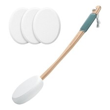Lotion Applicator for Back, Feet, 4 Replacement Pads with 17" Curved Handle,