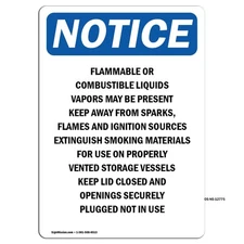 Flammable Or Combustible Liquids OSHA Notice Sign Metal Plastic Decal