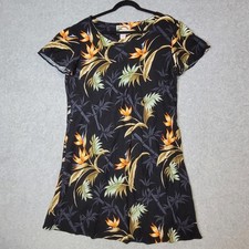 Paradise Found Hawaii Bird of Paradise Rayon Dress Black Floral 2XL Made in USA