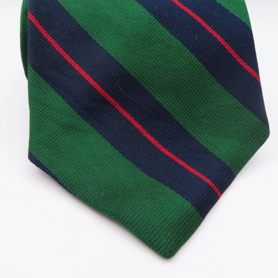 Corbata Woodward Seda Verde Azul Rojo Rayas Repp 3.75" Ancho 58" Largo EE. UU. Foto 2 de 4