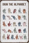 Metal Tin Signs Vintage ASL American Sign Language Alphabet Educational ABC Art
