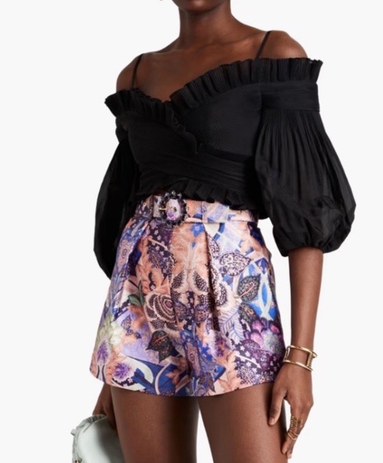 Zimmermann Pleated Off Shoulder Top in Black Size 2P