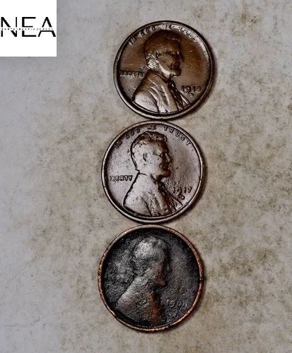 1909 VDB+1917-D+1918-D Lincoln Wheat Penny Set/Lot ~ VF/XF ~ ZWL30