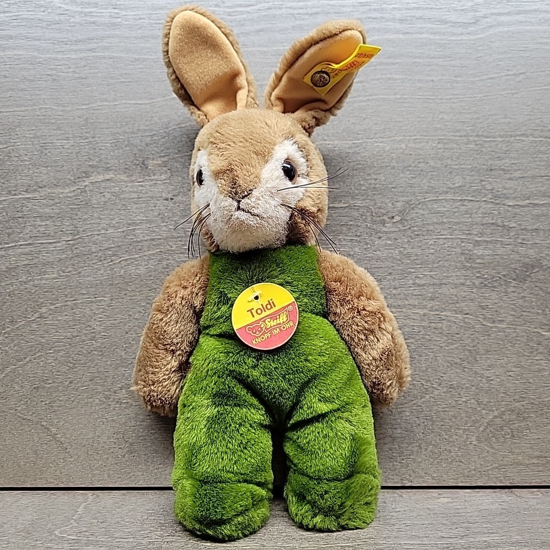 VTG German STEIFF Bunny Rabbit w/ TAGS Toldi 6254/22 Button Ear