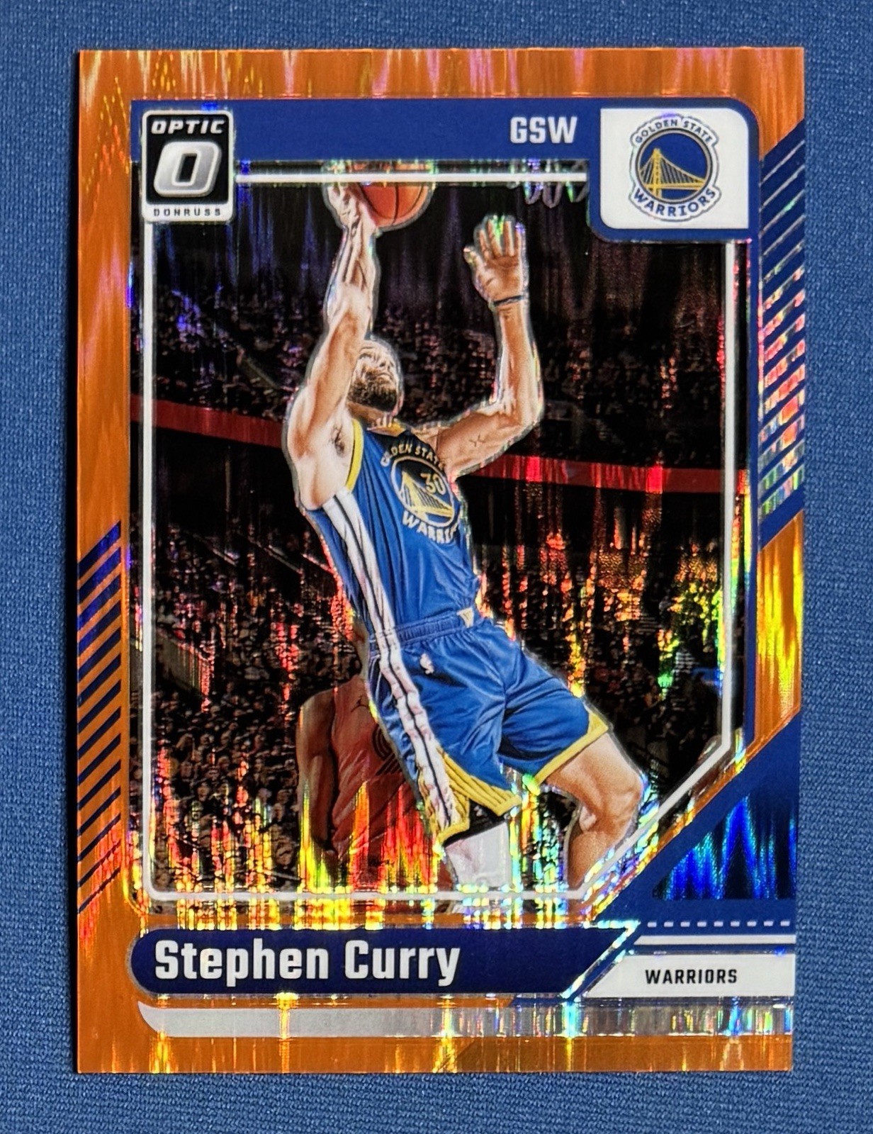 2024 Panini Optic Stephen Curry Orange Shock Prizm 62/225 Warriors #155