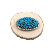 Vintage Native American Turquoise Nugget Cluster Belt Buckle Fits 1" Belt 