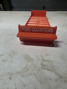 1 Major Metalfab MMF $100 Quarters Orange Coin Roll Tray Bank Teller Money Tray